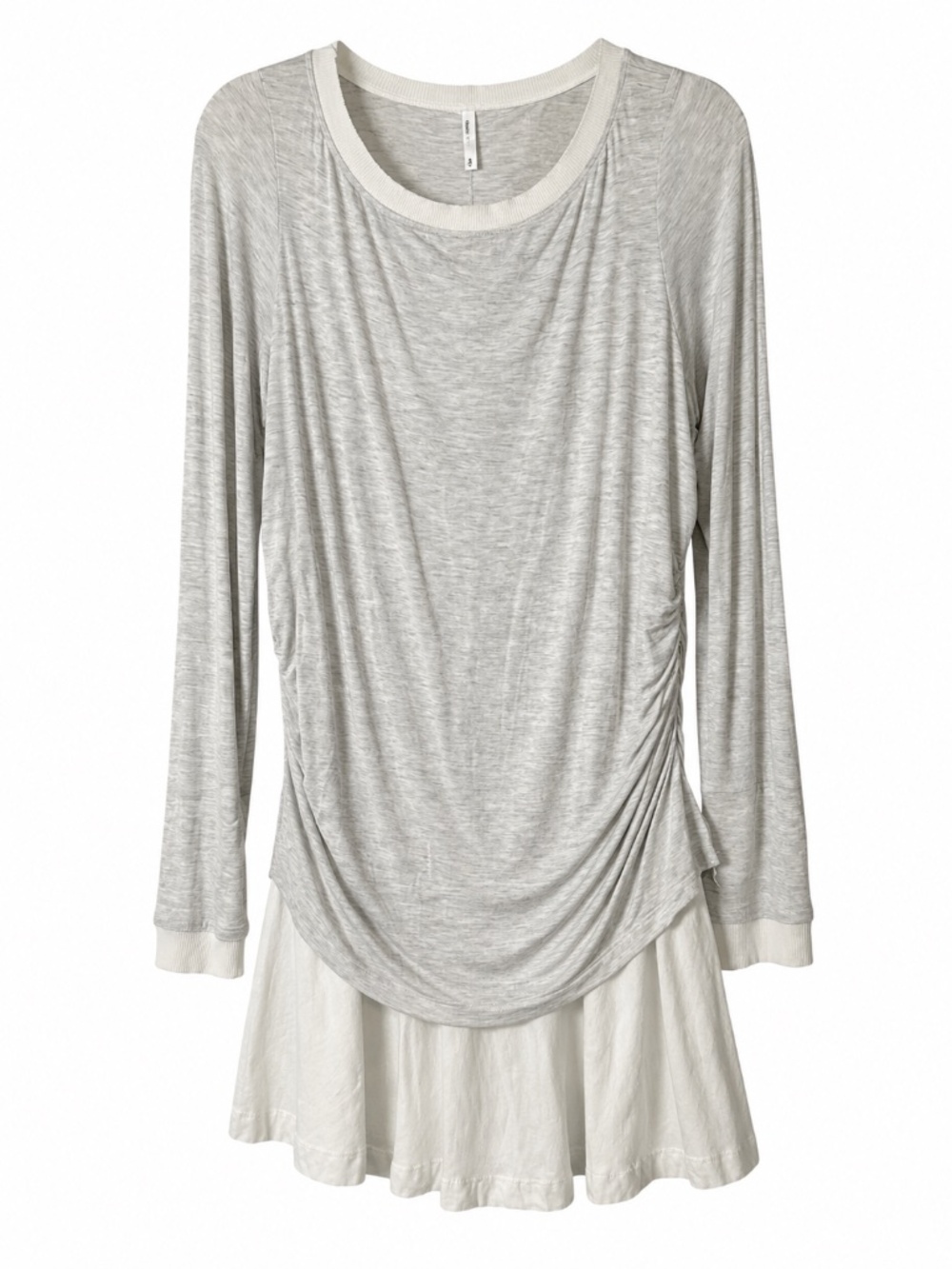 Anthropologie Daily Practice Layered Tunic Top Gray White XL Long Sleeve